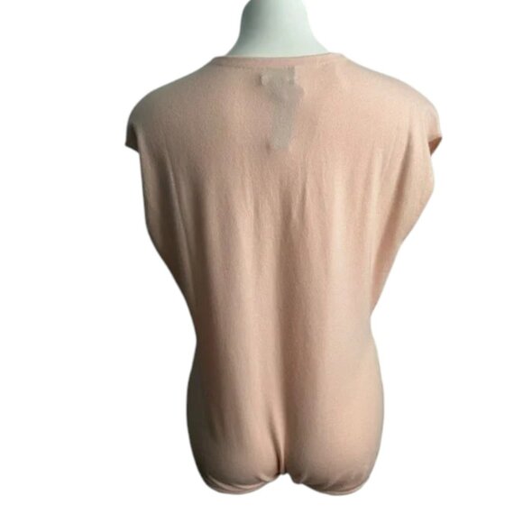 J. CREW Italian Cashmere Bodysuit XL Cap Sleeve Peach Blush Pink Balletcore Sexy - Picture 7 of 13